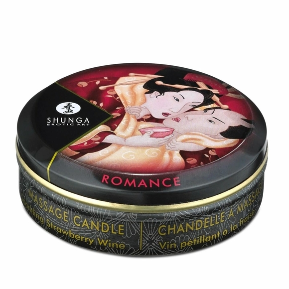Massage Candle Sparkling Strawberry Wine Shunga 1oz Soy Oil Travel - Picture 2 of 8